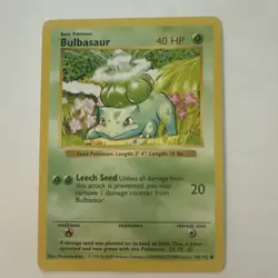 Wizards Pokemon TCG Bulbasaur Base Set No.44/102 Common Regular HP40 1999 Basic - Image 1