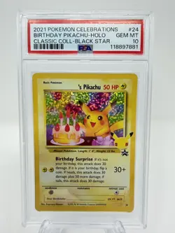 2021 POKEMON CELEBRATIONS CLASSIC COLL #24 BIRTHDAY PIKACHU-HOLO PSA 10 - Image 1