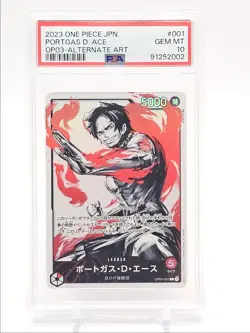 PORTGAS D. ACE 2023 ONE PIECE JAPANESE ALTERNATE ART LEADER GEM PSA 10 Q1048 - Image 1