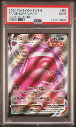 2021 POKEMON SWORD & SHIELD FUSION STRIKE #157 FA/GENGAR VMAX PSA 9 - Image 1