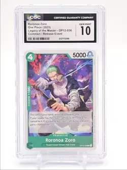 RORONOA ZORO 2025 ONE PIECE LEGACY COMMON RELEASE EVENT OP12-036 CGC 10 Q1048 - Image 1