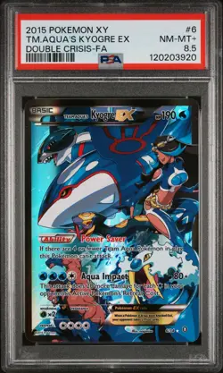 2015 POKEMON XY DOUBLE CRISIS #6 FULL ART/TEAM AQUA'S KYOGRE EX PSA 8.5 - Image 1