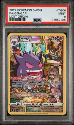 2022 Pokemon Sword & Shield Full Art Gengar Lost Origin #TG06 PSA 9 MINT - Image 1