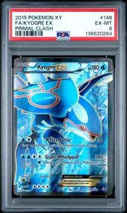 2015 POKEMON XY PRIMAL CLASH #148 FULL ART/KYOGRE EX PSA 6 - Image 1