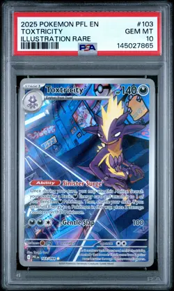 2025 POKEMON PFL EN-PHANTASMAL FLAMES ILLUSTRATION RARE #103 TOXTRICITY PSA 10 - Image 1