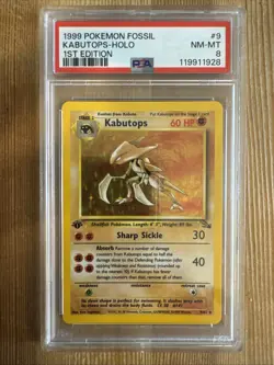 Kabutops 1st Edition Fossil Holo Rare 9/62 Pokemon Card PSA 8 - Image 1