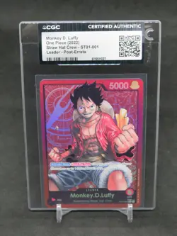 2022 ONE PIECE MONKEY D. LUFFY LEADER POST-ERRATA ST01-001 CGC AUTHENTIC PT - Image 1
