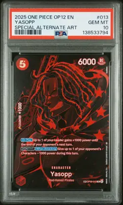 2025 ONE PIECE OP12-LEGACY OF THE MASTER SPECIAL ALTERNATE ART YASOPP PSA 10 - Image 1