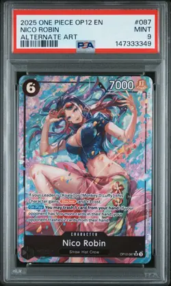 2025 One Piece OP12 En Nico Robin Alternate Art #087 PSA 9 Mint - Image 1