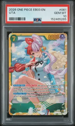 2026 ONE PIECE EB03-EXTRA BOOSTER ONE PIECE HEROINES EDITION #061 UTA PSA 10 - Image 1