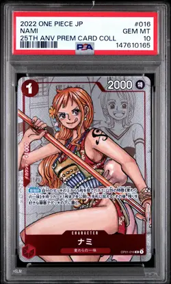 2022 ONE PIECE JPN 25TH ANNIVERSARY PREMIUM COLLECTION #016 NAMI PSA 10 - Image 1