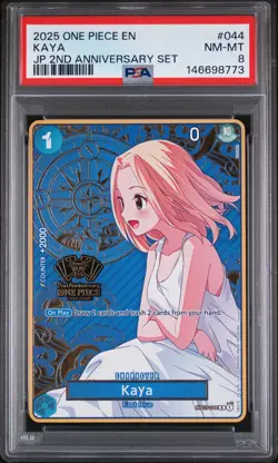 2025 ONE PIECE JAPANESE 2ND ANNIVERSARY SET #044 KAYA PSA 8 - Image 1