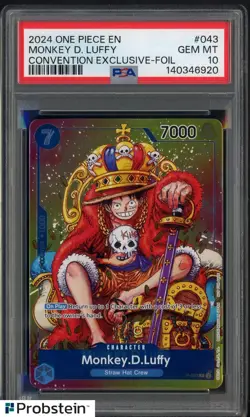 2024 One Piece EN Convention Exclusive Foil #043 Monkey D. Luffy PSA 10 GEM MINT - Image 1