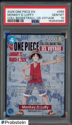 2026 One Piece EN College Basketball US Voyage #055 Monkey D Luffy PSA 10 - Image 1