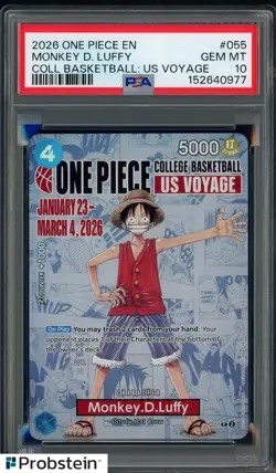 2026 One Piece EN College Basketball US Voyage #055 Monkey D Luffy PSA 10 - Image 1