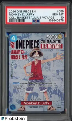 2026 One Piece EN College Basketball US Voyage #055 Monkey D Luffy PSA 10 - Image 1