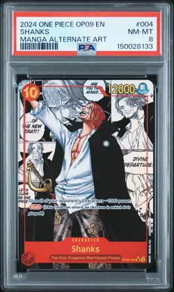 2024 ONE PIECE OP09-EMPERORS IN THE NEW WORLD MANGA ALTERNATE ART SHANKS PSA 8 - Image 1