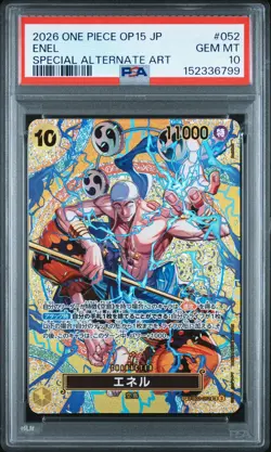 2026 ONE PIECE JPN ADVENTURE ON KAMI'S ISLAND SPECIAL ALT ART #052 ENEL PSA 10 - Image 1