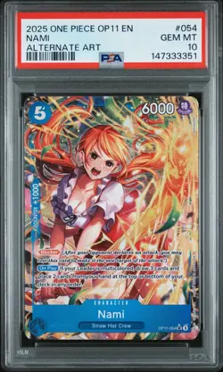 2025 One Piece OP11 En Nami Alternate Art #054 PSA 10 Gem Mint - Image 1