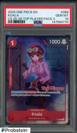 2025 One Piece En Championship 25-26 Event Pack Finalist #069 Koala PSA 10 - Image 1