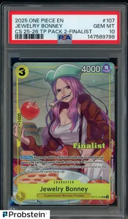 2025 One Piece En Championship 25-26 TP 2 Finalist 107 Jewelry Bonney PSA 10 - Image 1