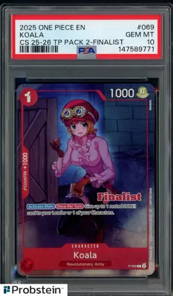 2025 One Piece En Championship 25-26 Event Pack Finalist #069 Koala PSA 10 - Image 1
