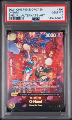 2024 ONE PIECE OP07-500 YEARS IN THE FUTURE SPECIAL ALTERNATE ART O-NAMI PSA 10 - Image 1