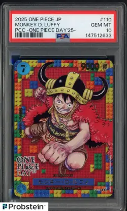 2025 One Piece JP PCC One Piece Day '25 #110 Monkey D. Luffy PSA 10 GEM MINT - Image 1