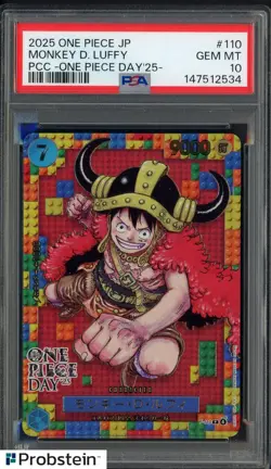 2025 One Piece JP PCC One Piece Day '25 #110 Monkey D. Luffy PSA 10 GEM MINT - Image 1