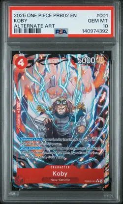 2025 ONE PIECE PRB02-PREMIUM BOOSTER ALTERNATE ART #001 KOBY PSA 10 - Image 1