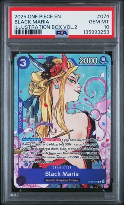 2025 ONE PIECE PROMOS ILLUSTRATION BOX VOL.2 #074 BLACK MARIA PSA 10 - Image 1