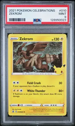 2021 Pokemon Celebrations 010/025 Zekrom PSA 9 Mint Holo Foil Rare Card vintage - Image 1