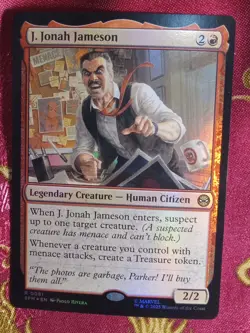 FOIL J. Jonah Jameson Marvels Spider-Man Magic The Gathering MTG RED rare Card - Image 1