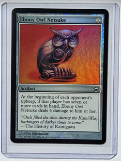 Foil Ebony Owl Netsuke Saviors of Kamigawa MTG Magic the Gathering Artifact - Image 3