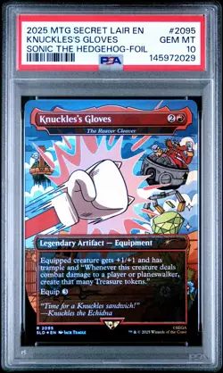 2025 MTG SECRET LAIR DROP SONIC: TURBO GEAR-FOIL #2095 KNUCKLES'S GLOVES PSA 10 - Image 1
