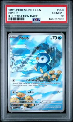 2025 POKEMON PFL EN-PHANTASMAL FLAMES ILLUSTRATION RARE #098 PIPLUP PSA 10 - Image 1