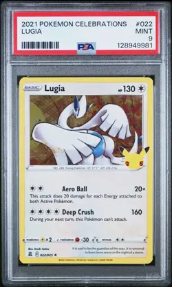 2021 Pokemon Celebrations 022/025 Lugia PSA 9 Mint Holo Foil Rare Card TCG SIR - Image 1