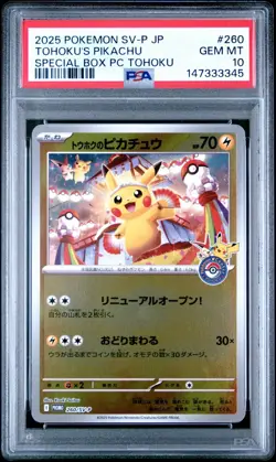 2025 Pokemon SV-P Japanese Tohoku's Pikachu Special Box PC #260 PSA 10 Gem - Image 1
