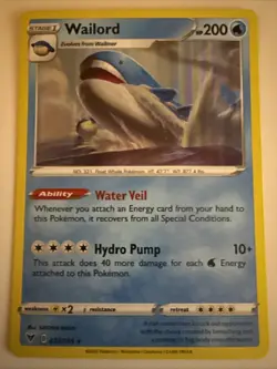 Pokemon TCG - Wailord 032/185 Holo Rare - Vivid Voltage - NM - Image 1