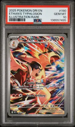 2025 Pokemon Destined Rivals Ethan's Typhlosion Illustration Rare #190 PSA 10 - Image 1