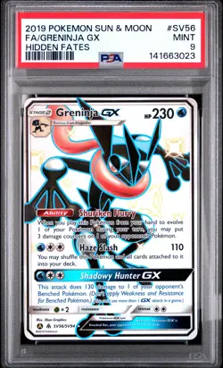 2019 POKEMON SUN & MOON HIDDEN FATES #SV56 FULL ART/GRENINJA GX PSA 9 - Image 1