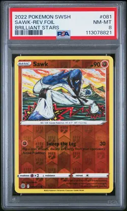 2022 POKEMON SWORD & SHIELD BRILLIANT STARS #081 SAWK-REVERSE FOIL PSA 8 - Image 1