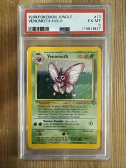 Venomoth 13/64 Jungle Set Pokemon Card 1999 WOTC Holo Rare Vintage TCG PSA 6 - Image 1