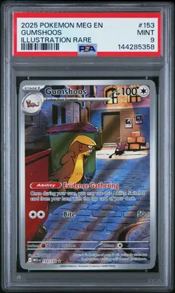 2025 POKEMON MEG EN-MEGA EVOLUTION ILLUSTRATION RARE #153 GUMSHOOS PSA 9 - Image 1