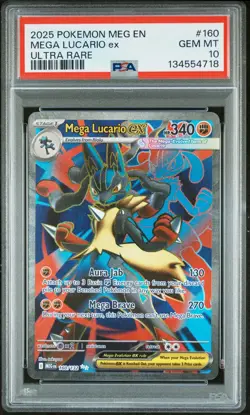2025 POKEMON MEG EN-MEGA EVOLUTION ULTRA RARE #160 MEGA LUCARIO EX PSA 10 - Image 1
