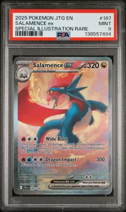 2025 Pokemon Journey Together Salamence EX Special Illustration Rare #187 PSA 9 - Image 1