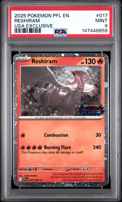 2025 POKEMON PHANTASMAL FLAMES USA EXCLUSIVE USA EXCLUSIVE RESHIRAM PSA 9 - Image 1