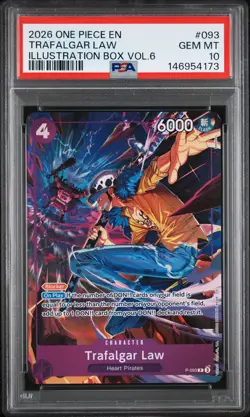 2026 ONE PIECE PROMOS ILLUSTRATION BOX VOL.6 #093 TRAFALGAR LAW PSA 10 - Image 1