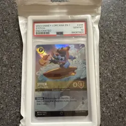 2023 DISNEY LORCANA EN 1-THE FIRST CHAPTER #206 STITCH - CAREFREE SURFER PSA 10 - Image 1