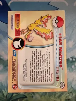 Pokemon TCG Topps Card #146 Moltres TV Animation Ed 2000 Topps Blue Logo NM - Image 2